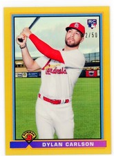 E391 DYLAN CARLSON RC GOLD REFRACTOR 2021 BOWMAN CHROME 1991 THROWBACK 42/50 91B