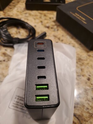 185W USB C Desktop Charger  7 Ports PD Fast Charger
