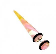 Clear Marble yellow orange taper earrings PAIR