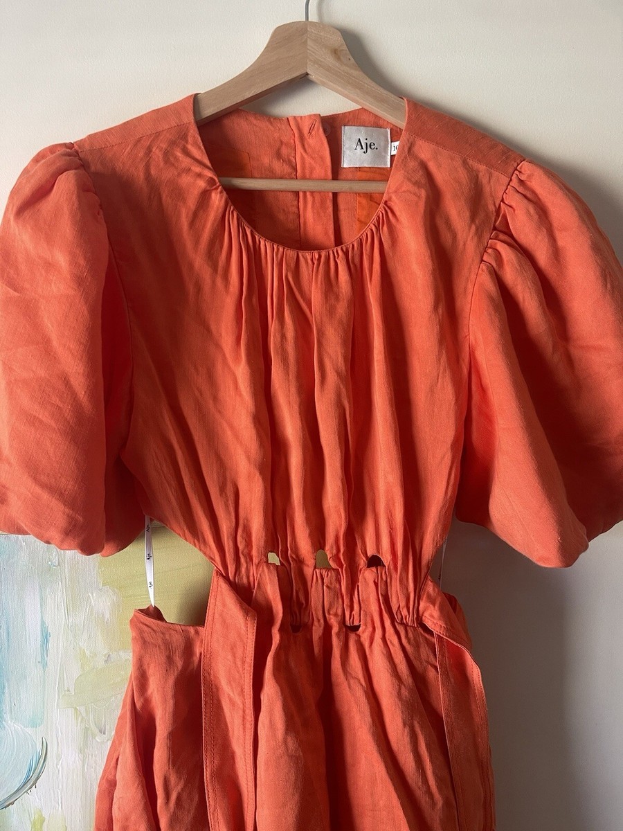 AJE Cosette Cutout Tie Linen Midi Maxi Dress Size AU/UK 10 US 6 | eBay  Australia