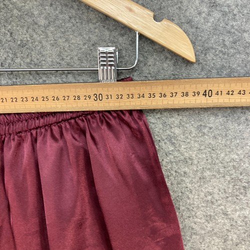 VINTAGE Sussan Pyjama Set Womens Medium Maroon Satin Shirt Pants Two Piece 14205 - Picture 8 of 11
