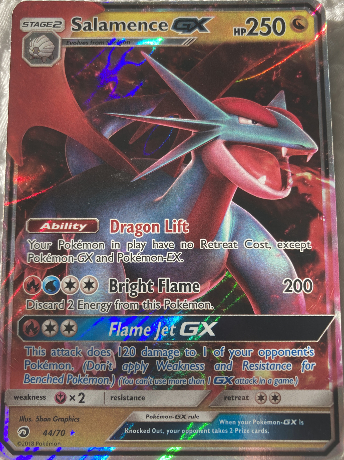 Pokemon TCG - Salamence GX 44/70 Dragon Majesty Ultra Rare Holo Card - MINT
