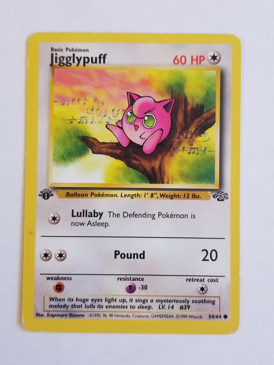 JIGGLYPUFF 54/64 1st Edition Jungle Pokemon Card Light Play JIGGLYPUFF 54/64 1st Edition Jungle Pokemon Card Light Play