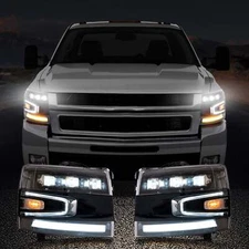 VLAND Pair LED Projector Headlights For Silverado 1500 2500HD 3500HD 2007-2013