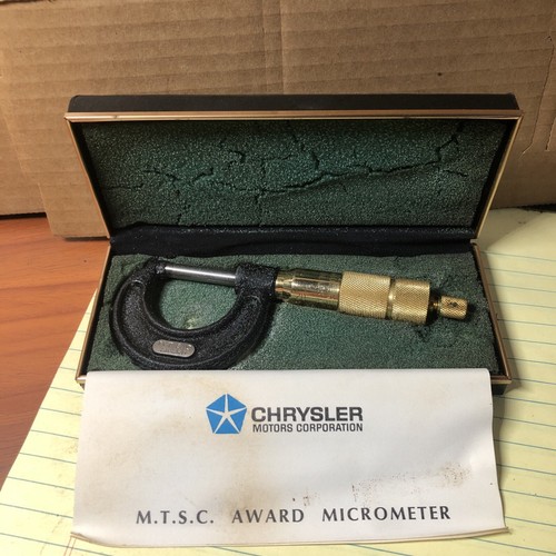 CHRYSLER MOTORS CORP MASTER TECHNICIAN GOLD TOOL AWARD MIKROMETER mit BOX
