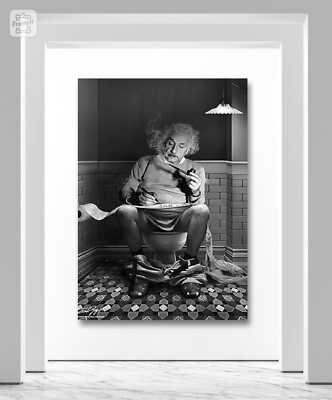 Albert Einstein Funny Restroom Humor Canvas Poster Wall Art | eBay