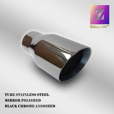 Black Chrome Exhaust Tip 2.25in - 3.5out - 7length  Angle Double Wall