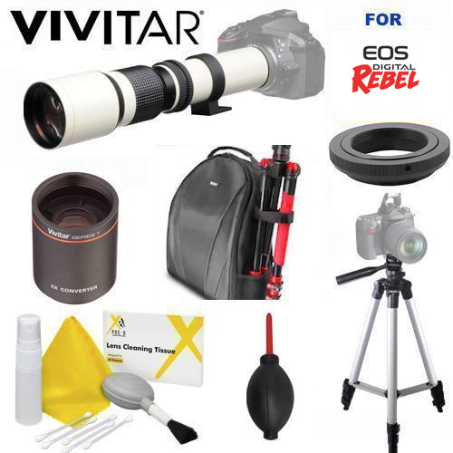 500-1000MM TELESCOPIC LENS + BACKPACK FOR CANON EOS REBEL T1000 FOR ALL EOS REB