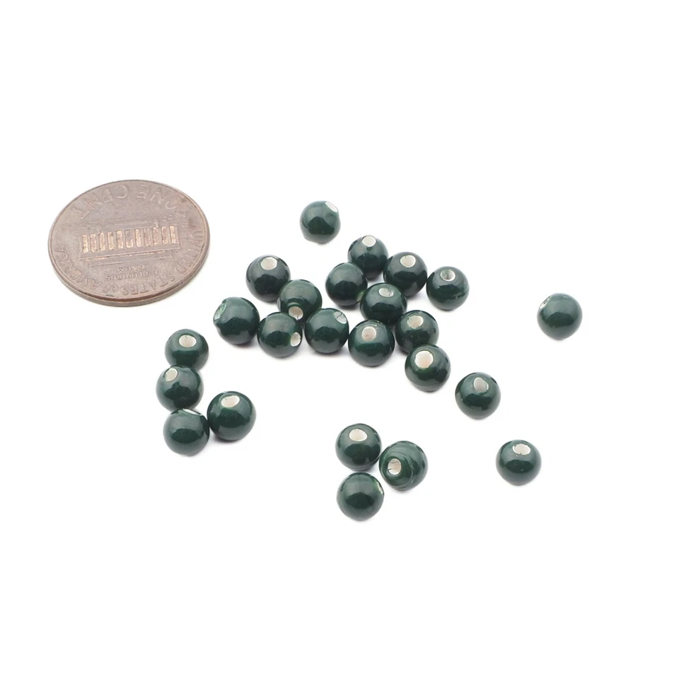 Lote (24) Cuentas de cristal de murano verde vintage checo 5 mm Foto 2 de 2