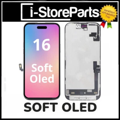 DISPLAY LCD TOUCH SCREEN SOFT OLED PER APPLE IPHONE 16 SCHERMO PARI ORIGINALE