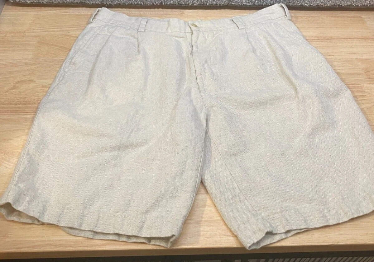 Caribbean Shorts Mens 36 Tan Linen Blend Lightweight Casual Pockets Camp Cruise