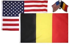   Wholesale Combo USA & Belgium Country 2x3 2'x3' Flag & Friendship Lapel Pin