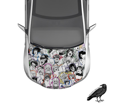 Ahegao V3 Anime Hood Wrap Weatherproof Vinyl Car Decal 50'' X 65''