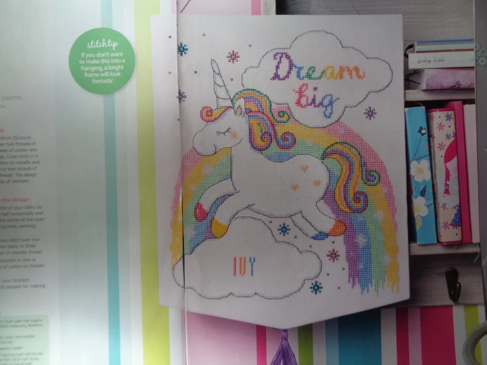 Rainbow unicorn nursery picture cross stitch chart designed by Lucie Heaton - Image 1 of 1
