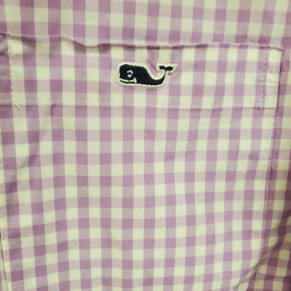 Vinyard Vines Plaid Shirt Mens Purple Button Down Medium Classic Fit