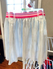 Girls Sz 6, Silver NWT Pleated Skirt with Hot Pink Elastic Waist, Knee Length