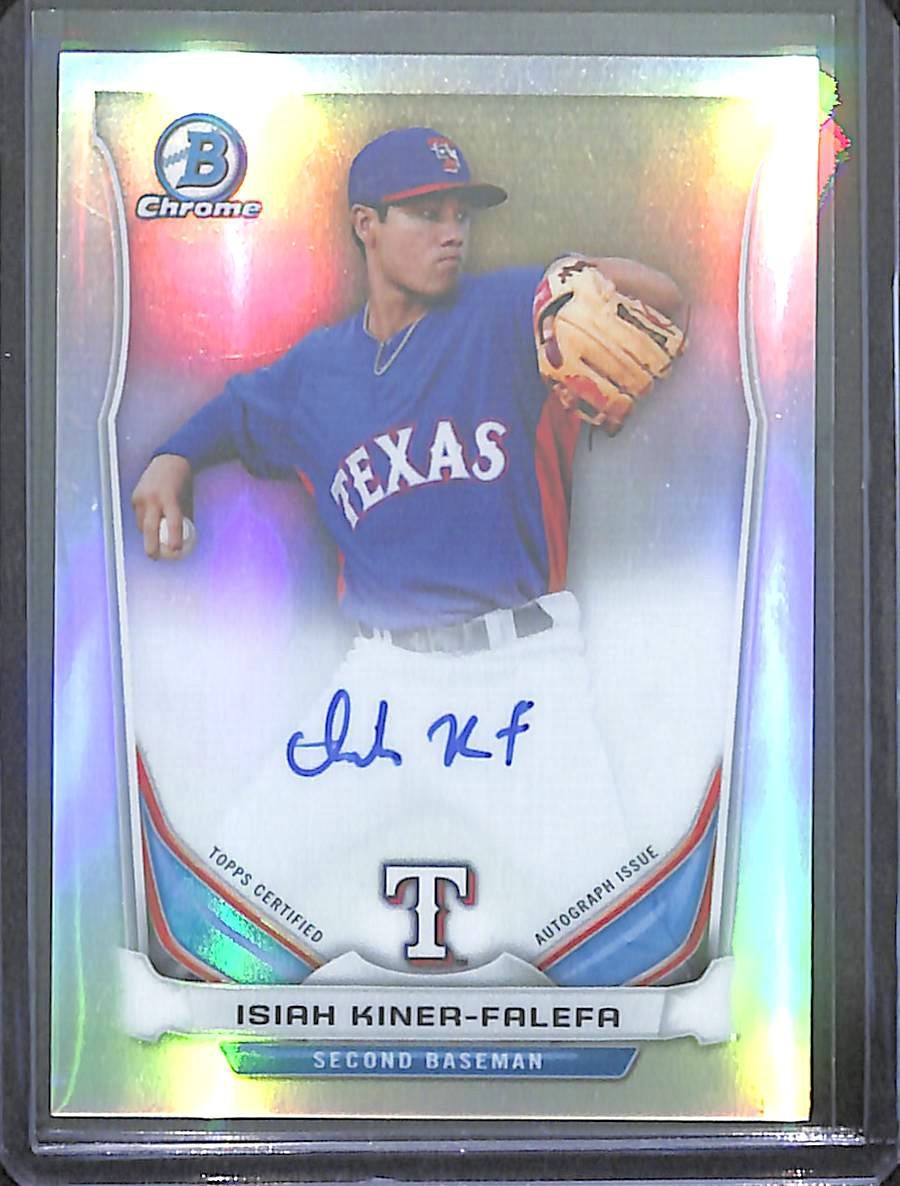 2014 Bowman Chrome Refractor Autograph #BCAP-IK Isiah Kiner-Falefa No 407 of 500