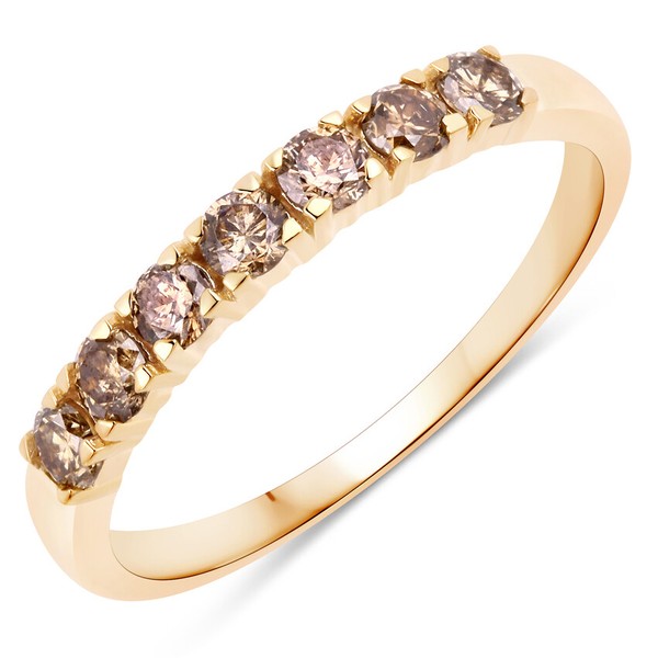 Xen Xen Ring Mit 7 Brillanten 0,59 Ct. Aus 375 Gelbgold # 60-image