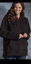 Nwt Women’s Mia & Tess Cozy Black Sherpa Half Zip Pullover Hoodie L/xl
