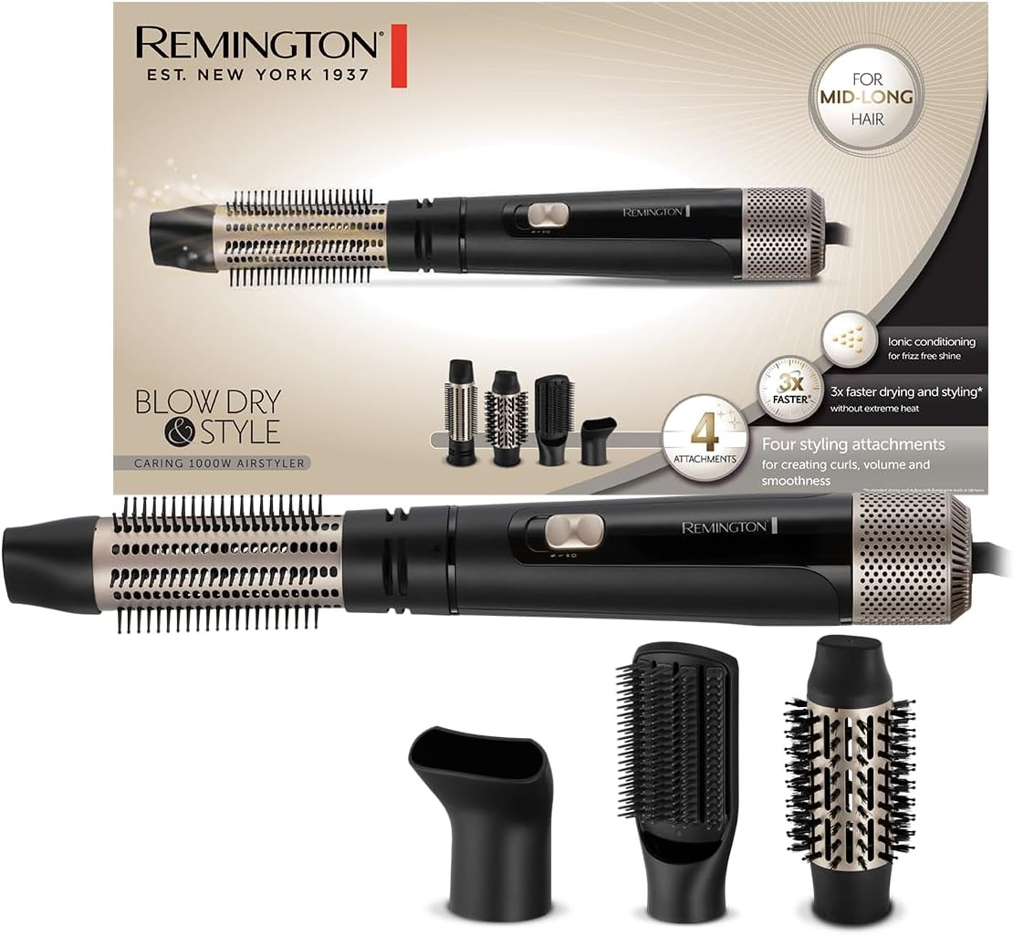 Remington Blow Dry & Style Air Styler - for Mid-Long Length Hair (4 Attachments,