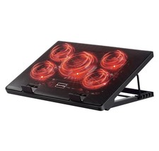Laptop Cooling Pad with 5 Quiet Fans, Adjustable Stand for 12"-17" Gaming Lap...