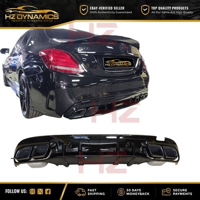 FÜR MERCEDES C KLASSE W205 4DR LIMOUSINE C63 FACELIFT LOOK GLANZ SCHWARZ HECKDIFFUSOR