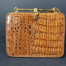 Vintage 40s Brown Alligator/Crocodile Purse With Brass Hardware Great Condition