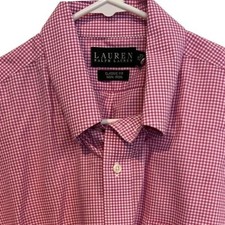 Lauren Ralph Lauren Button Down Shirt 17 34/35 Men's Pink Gingham Classic Fit