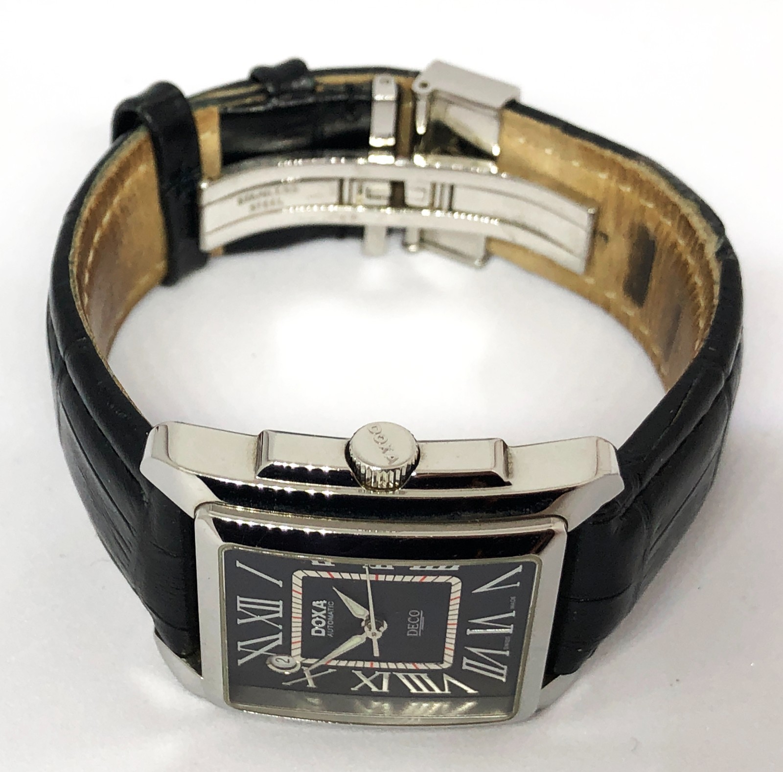 Rare DOXA Deco 251.10 Automatic Watch. 34mm Case. Black Dial. Date. Men`s. image 5
