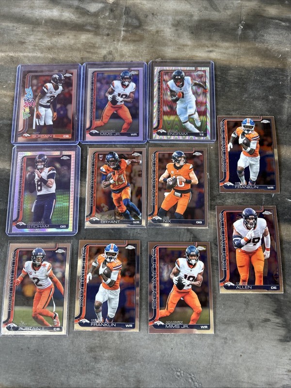 2025 Topps Chrome Denver Broncos 11 Card Team Lot Refractor RayWave Nix Surtain