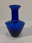 Blenko art glass cobalt blue mcm vase 6.75" vintage