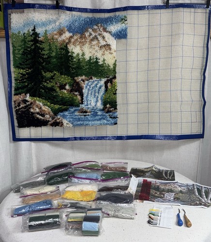 WonderArt Latch Hook Rug Kit 426128 Sierra Landscape 30X50 Started