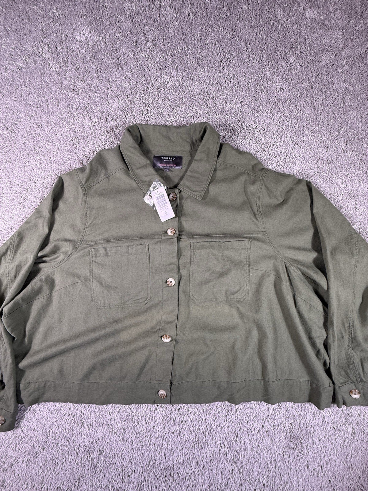 NEW Torrid 5 5X Green Canvas Barn Utility Jacket Raglan Women’s Relaxed NWT