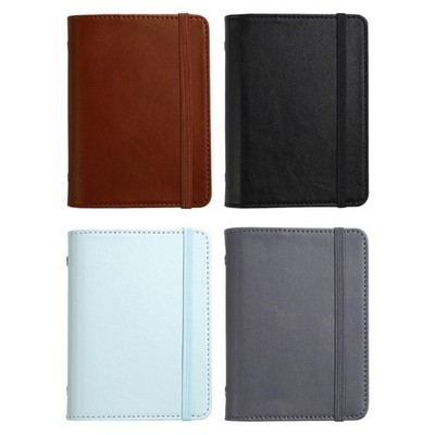 Leather Notebook Elastic Strap Closure 5-Rings PU Binder Cover For Planning