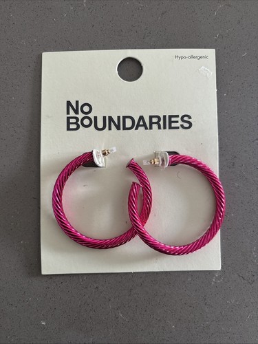 Hot Pink Hoop Ladies Earrings No Boundaries Hypoallergenic Womens Accessories - Picture 1 of 1