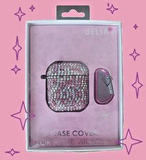AirPods Case Cover with Pink Carabiner, Cover Bedazzled with Pink/ White Bling