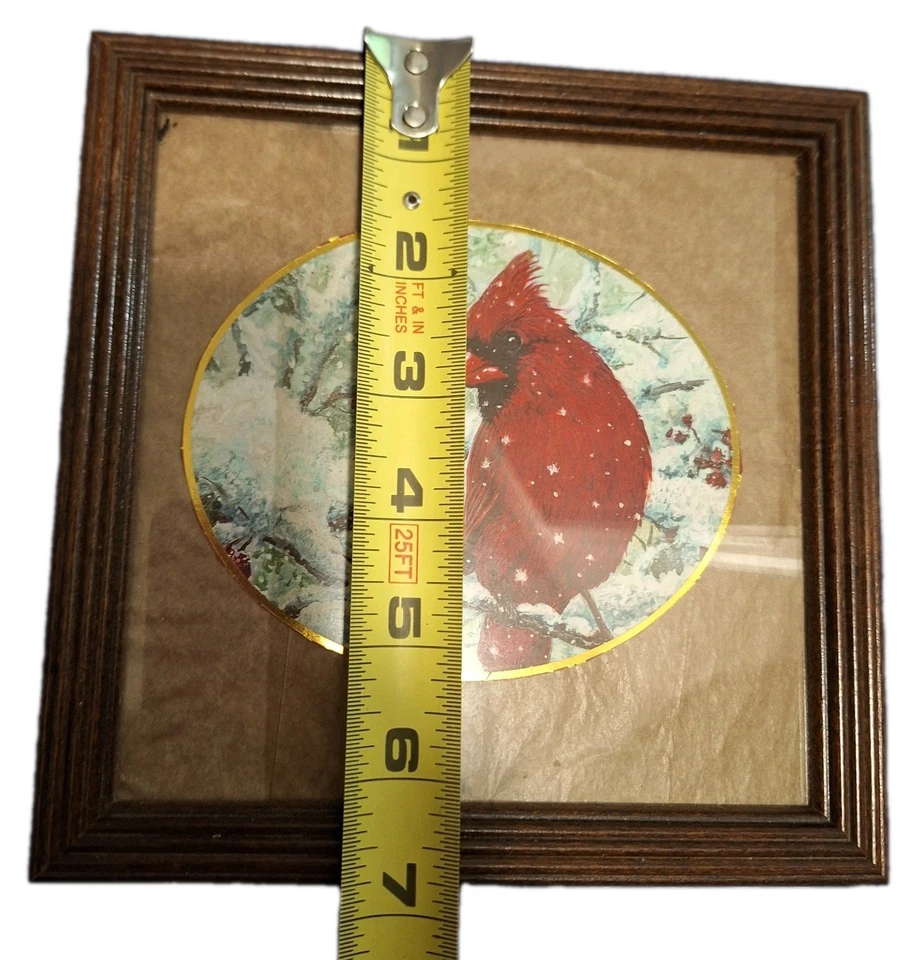 Small Cardinal Picture Artwork Square Wooden Frame - Image 3 of 4
