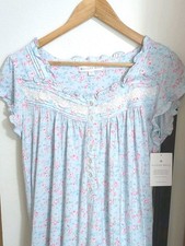 NWT Eileen West Blue Pink COTTAGE Rose Nightgown Sz Small Super Soft Modal
