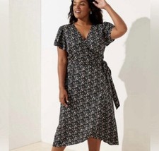 LOFT Petites Wrap Midi Dress 2P Floral Belted Boho Cottagecore Romantic