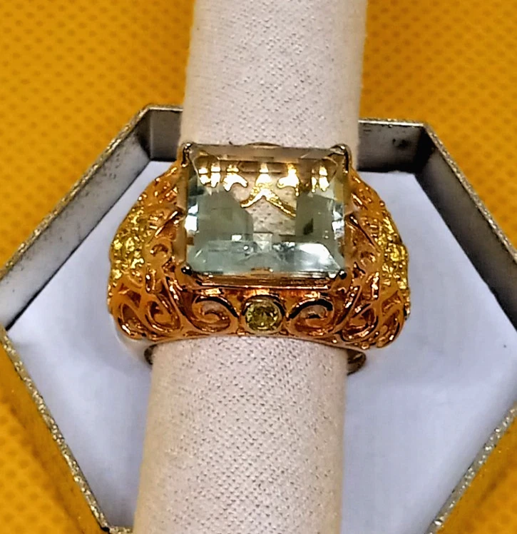 Green Amethyst Hebei Peridot 14K YG Over Sterling Silver Star Ring Size7 :8.22ct - Image 2 of 4