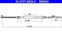 Seilzug Feststellbremse Hinten Links Ate 243727 08242 FÜR Peugeot Handbremsseil