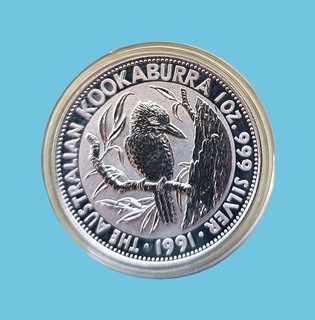 Kookaburra 1991 Silber Australien 5 Dollar 1oz Silbermünze