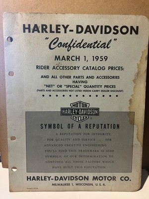 1959 Harley Davidson Motorcycle  Rider Accessories Catalog Brochure