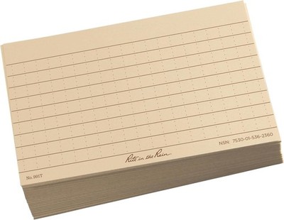 Weatherproof Index Cards, 3 x 5, Universal Pattern, Tan No. 991T
