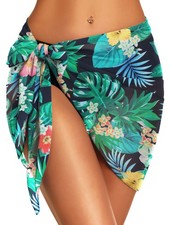 Swimsuit Coverups for Women Sarong Beach Bikini Wrap Sheer Medium, Green Leaf