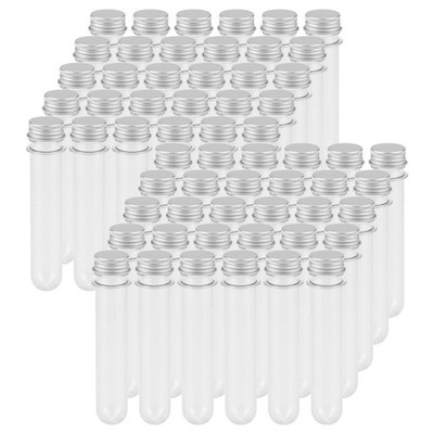60 PCS 40ml Clear Plastic Test Tubes with Lid, 140 x 25mm Test Tubes with Sli...