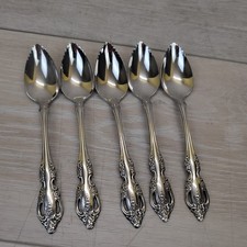 Set of 5 Oneida Community Stainless BRAHMS Serrated Grapefruit Spoons