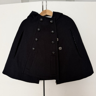 Jacadi Paris Mädchen Cape mit Kapuze schwarz Gr. 104 Polyester/Wolle Filz