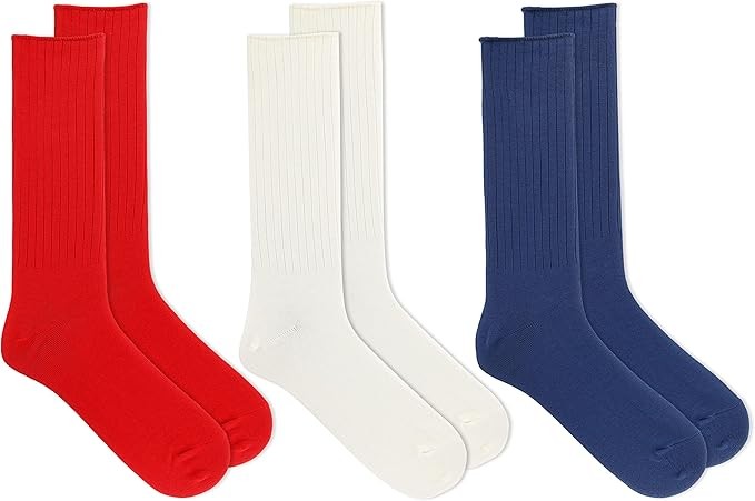 Chaps Mens Solid Color Casual True Rib Crew Socks-1 - 3 Pairs-Cotton-RED 3490₽