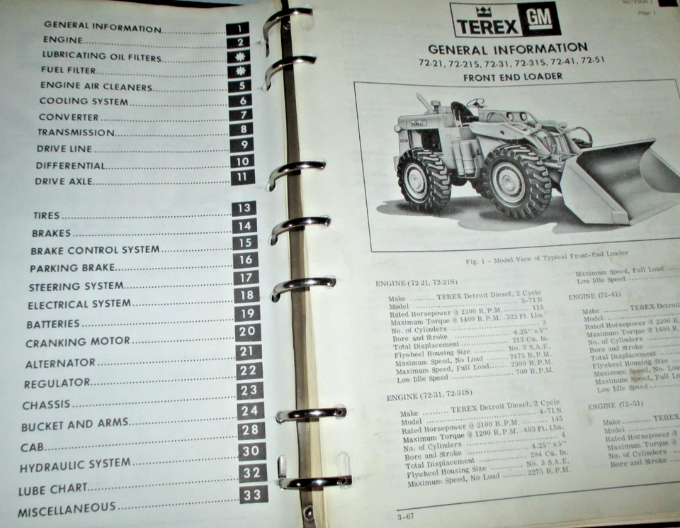Terex 72-21, 72-21S, 72-31, 72-31S, 72-41 72-51 Loader Service Repair Manual OEM - Image 3 of 4